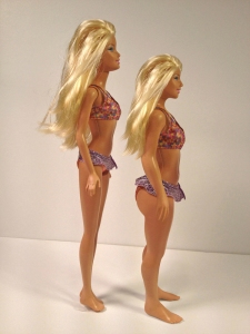Barbie vs a Lammily prototype, using dimensions from an average 19-year-old girl